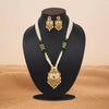 Green Color Meena Work Matte Gold Rajwadi Temple Necklace Set (TPLN692GRN)