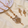 Gold Color Meena Work Matte Gold Rajwadi Temple Necklace Set (TPLN693GLD)