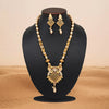 Gold Color Meena Work Matte Gold Rajwadi Temple Necklace Set (TPLN693GLD)