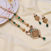 Green Color Meena Work Matte Gold Rajwadi Temple Necklace Set (TPLN693GRN)