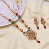 Rani & Green Color Meena Work Matte Gold Rajwadi Temple Necklace Set (TPLN693RNIGRN)