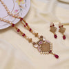 Rani Color Meena Work Matte Gold Rajwadi Temple Necklace Set (TPLN693RNI)