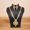 Gold Color Meena Work Matte Gold Rajwadi Temple Necklace Set (TPLN694GLD)