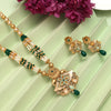 Green Color Meena Work Matte Gold Rajwadi Temple Necklace Set (TPLN694GRN)