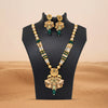 Green Color Meena Work Matte Gold Rajwadi Temple Necklace Set (TPLN694GRN)