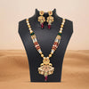 Rani & Green Color Meena Work Matte Gold Rajwadi Temple Necklace Set (TPLN694RNIGRN)