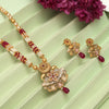 Rani Color Meena Work Matte Gold Rajwadi Temple Necklace Set (TPLN694RNI)