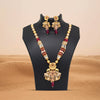 Rani Color Meena Work Matte Gold Rajwadi Temple Necklace Set (TPLN694RNI)