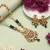 Green Color Meena Work Matte Gold Rajwadi Temple Necklace Set (TPLN695GRN)