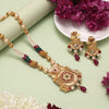 Rani & Green Color Meena Work Matte Gold Rajwadi Temple Necklace Set (TPLN695RNIGRN)