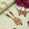 Rani Color Meena Work Matte Gold Rajwadi Temple Necklace Set (TPLN695RNI)