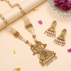 Gold Color Meena Work Matte Gold Rajwadi Temple Necklace Set (TPLN697GLD)