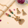 Rani & Green Color Meena Work Matte Gold Rajwadi Temple Necklace Set (TPLN697RNIGRN)