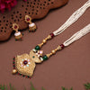 Maroon & Green Color Meena Work Matte Gold Rajwadi Temple Necklace Set (TPLN698MG)