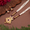 Maroon Color Meena Work Matte Gold Rajwadi Temple Necklace Set (TPLN698MRN)