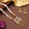 Gold Color Meena Work Matte Gold Rajwadi Temple Necklace Set (TPLN699GLD)