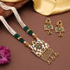 Green Color Meena Work Matte Gold Rajwadi Temple Necklace Set (TPLN699GRN)