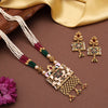 Rani & Green Color Meena Work Matte Gold Rajwadi Temple Necklace Set (TPLN699RNIGRN)