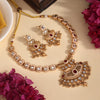 Rani Color Matte Gold Rajwadi Temple Necklace Set (TPLN700RNI)