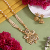 Gold Color Matte Gold Rajwadi Temple Necklace Set (TPLN702GLD)