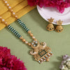 Green Color Matte Gold Rajwadi Temple Necklace Set (TPLN702GRN)