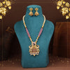 Rani Color Matte Gold Rajwadi Temple Necklace Set (TPLN702RNI)