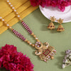 Rani Color Matte Gold Rajwadi Temple Necklace Set (TPLN702RNI)