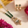 Green Color Meena Work Matte Gold Rajwadi Temple Necklace Set (TPLN703GRN)