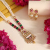 Rani & Green Color Meena Work Matte Gold Rajwadi Temple Necklace Set (TPLN703RNIGRN)