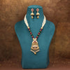 Rani & Green Color Meena Work Matte Gold Rajwadi Temple Necklace Set (TPLN703RNIGRN)