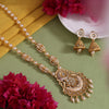 Gold Color Meena Work Matte Gold Rajwadi Temple Necklace Set (TPLN704GLD)