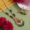 Green Color Meena Work Matte Gold Rajwadi Temple Necklace Set (TPLN704GRN)