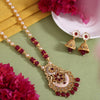 Rani Color Meena Work Matte Gold Rajwadi Temple Necklace Set (TPLN704RNI)