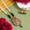 Green Color Matte Gold Rajwadi Temple Necklace Set (TPLN708GRN)