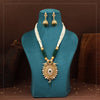 Green Color Matte Gold Rajwadi Temple Necklace Set (TPLN708GRN)