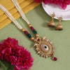 Rani & Green Color Matte Gold Rajwadi Temple Necklace Set (TPLN708RNIGRN)