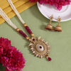 Rani Color Matte Gold Rajwadi Temple Necklace Set (TPLN708RNI)