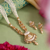 Gold Color Meena Work Matte Gold Rajwadi Temple Necklace Set (TPLN709GLD)