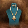 Gold Color Meena Work Matte Gold Rajwadi Temple Necklace Set (TPLN709GLD)