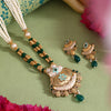 Green Color Meena Work Matte Gold Rajwadi Temple Necklace Set (TPLN709GRN)