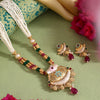 Rani & Green Color Meena Work Matte Gold Rajwadi Temple Necklace Set (TPLN709RNIGRN)