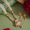 Gold Color Meena Work Matte Gold Rajwadi Temple Necklace Set (TPLN710GLD)