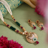 Rani & Green Color Meena Work Matte Gold Rajwadi Temple Necklace Set (TPLN711RNIGRN)