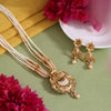 Gold Color Meena Work Matte Gold Rajwadi Temple Necklace Set (TPLN714GLD)