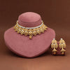 Gold Color Choker Matte Gold Rajwadi Temple Necklace Set (TPLN715GLD)