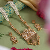 Gold Color Matte Gold Rajwadi Temple Necklace Set (TPLN716GLD)