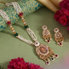 Rani & Green Color Meena Work Matte Gold Rajwadi Temple Necklace Set (TPLN717RNIGRN)