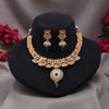 Green Color Meena Work Matte Gold Rajwadi Temple Necklace Set (TPLN718GRN)