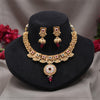 Rani & Green Color Meena Work Matte Gold Rajwadi Temple Necklace Set (TPLN718RNIGRN)