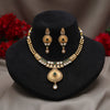 Green Color Matte Gold Rajwadi Temple Necklace Set (TPLN719GRN)